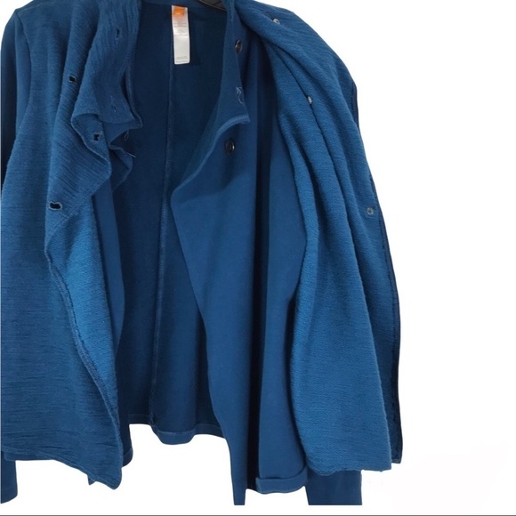 LUCY Blue Knit Double Breasted Sweater Jacket Military Style SIZE LARGE - Picture 13 of 15